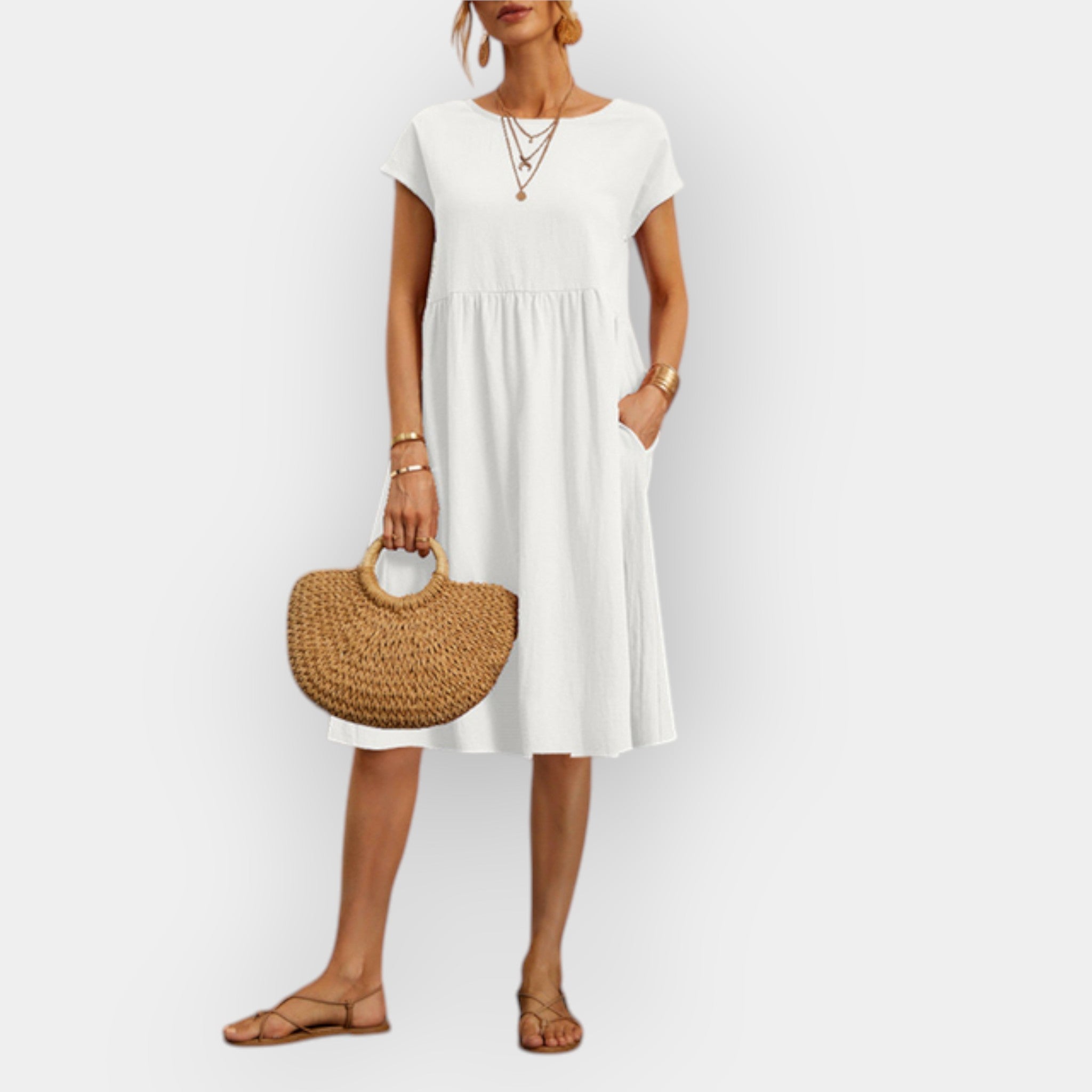 Midi Suknelė su Minimalistinėmis Linijomis