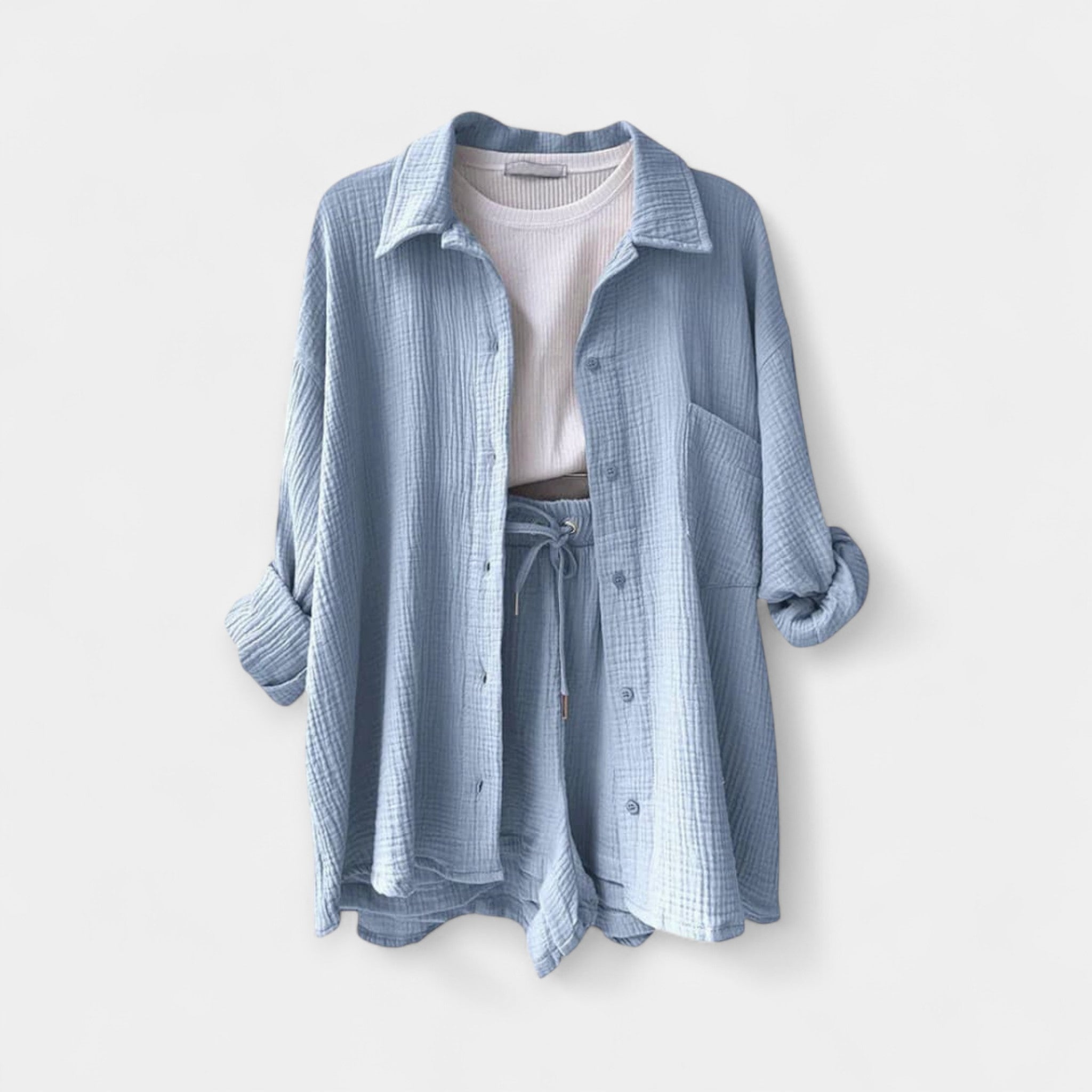 Dvispalvis Vasaros Komplektas Topas ir Šortai