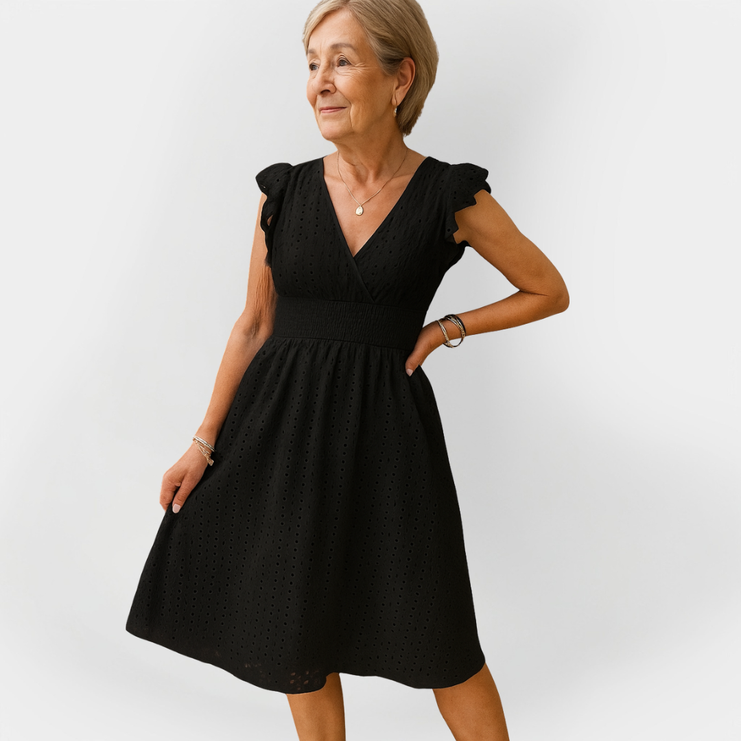 Įspūdingas suknelė su pūstomis rankovėmis