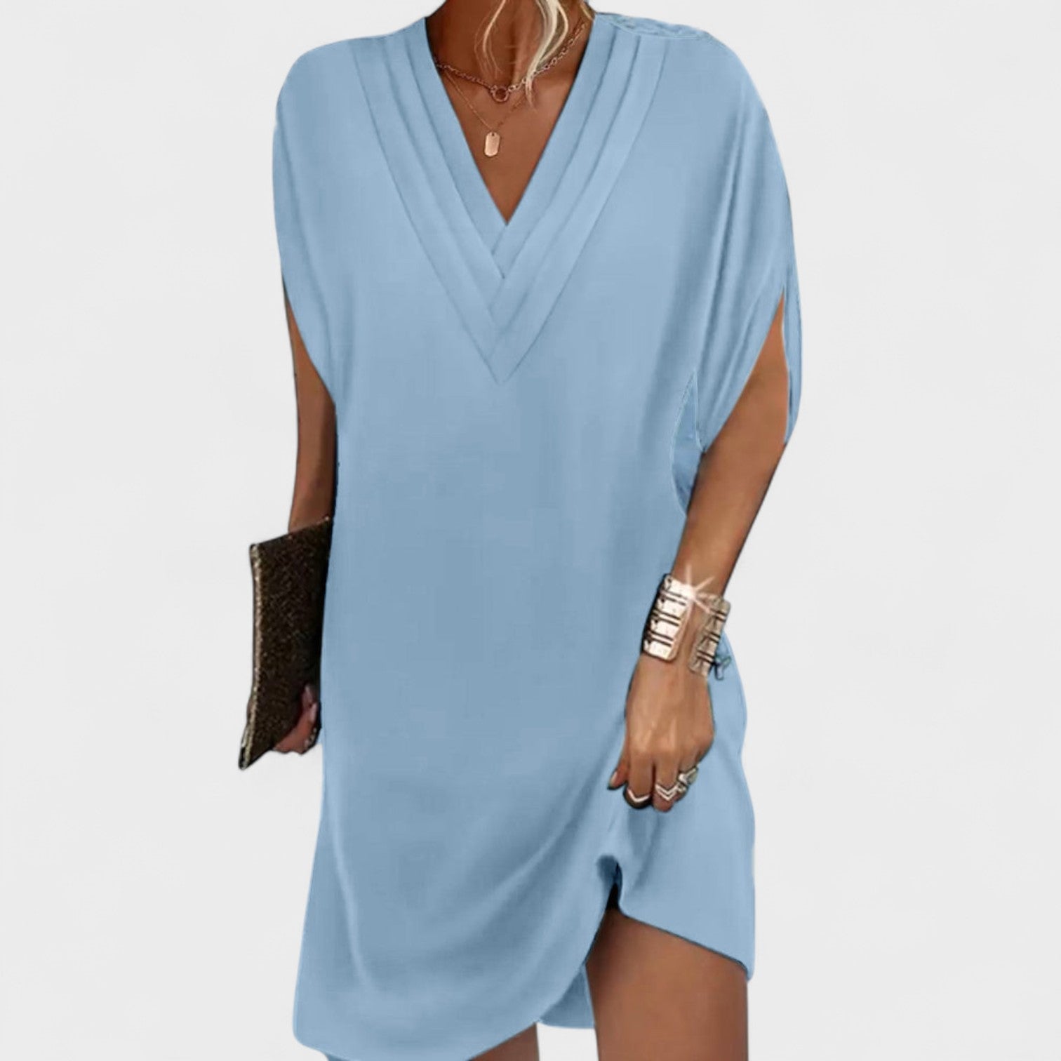 Helena - Elegantiška Suknelė su Atviromis Rankovėmis