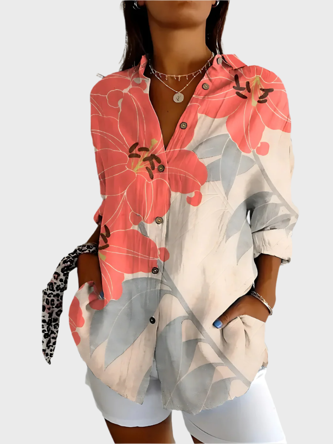 Medvilninė Marškinėliai su Gėlių Raštu