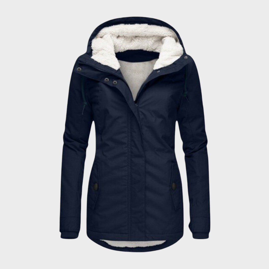 Malvina - Klojuotas medvilninis paltas su gobtuvu