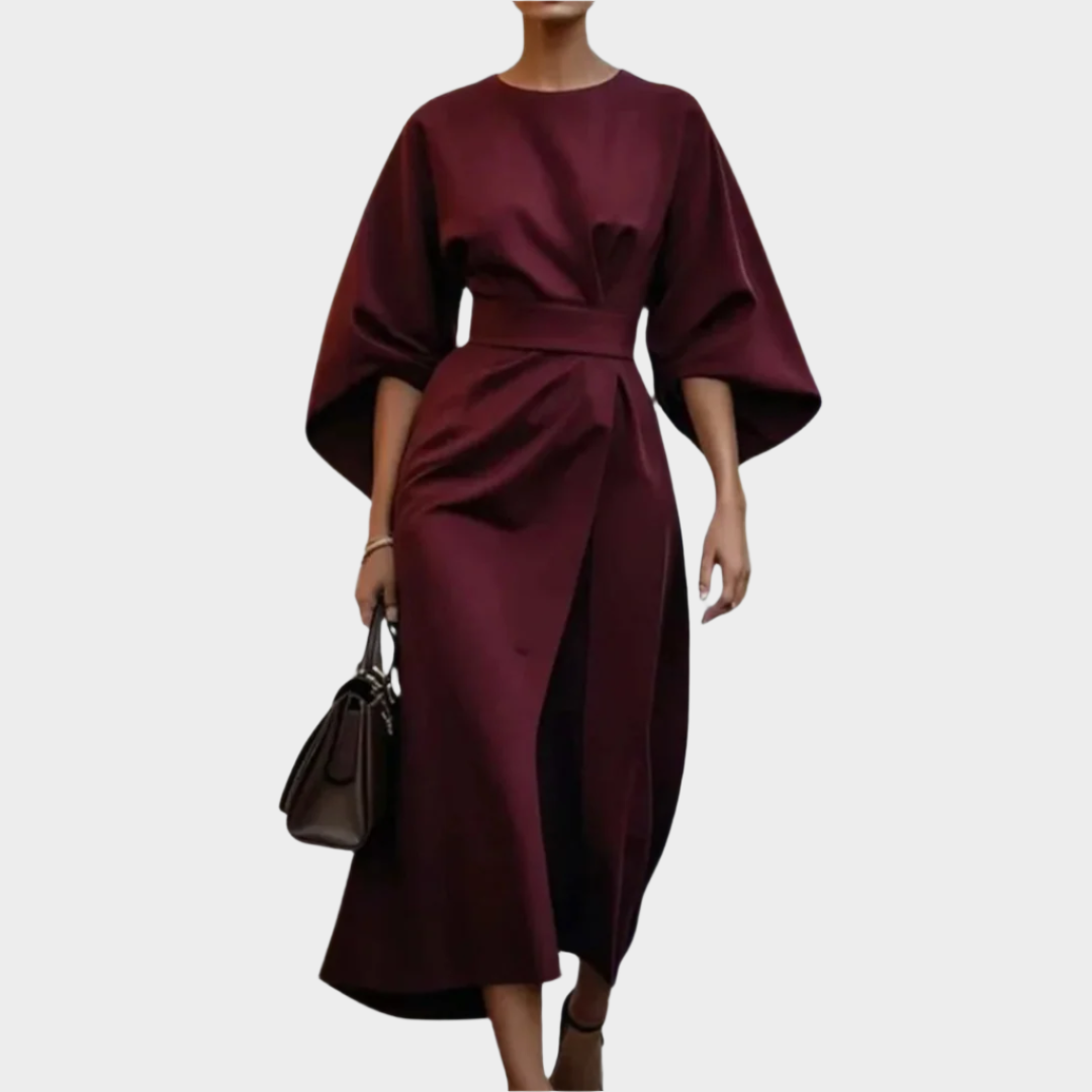 Šikagos Minimalistinis Suknelė su Diržu ir Platomis Rankovėmis