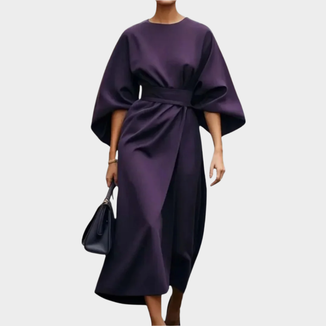 Šikagos Minimalistinis Suknelė su Diržu ir Platomis Rankovėmis