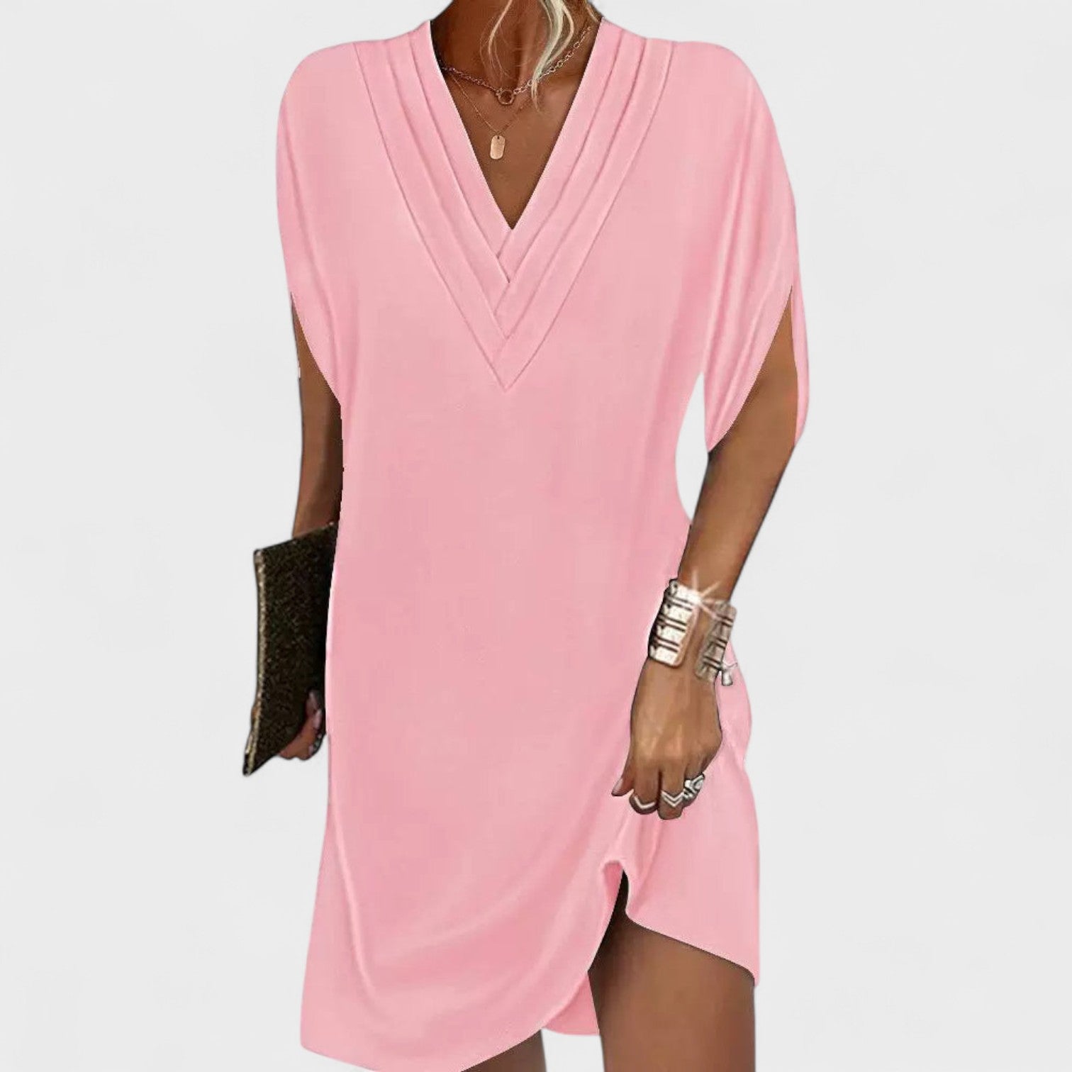 Helena - Elegantiška Suknelė su Atviromis Rankovėmis